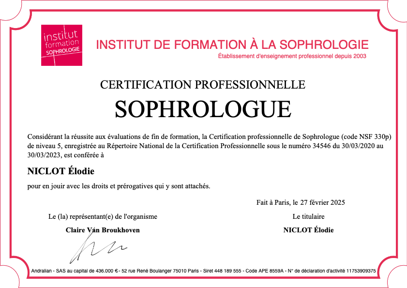 photo diplome Elodie NICLOT