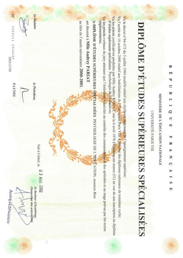 photo diplome Audrey Lheureux