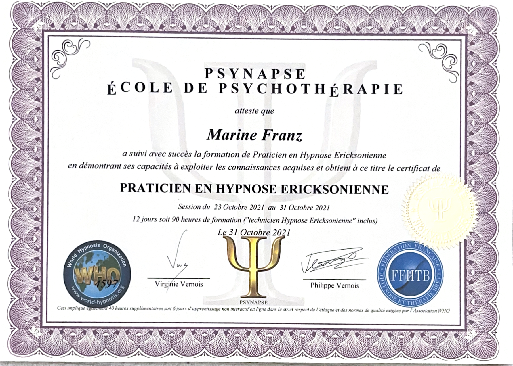 photo diplome Marine FRANZ