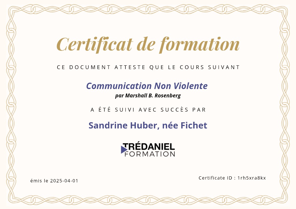 photo diplome Fichet Sandrine EI, Efficience Formations