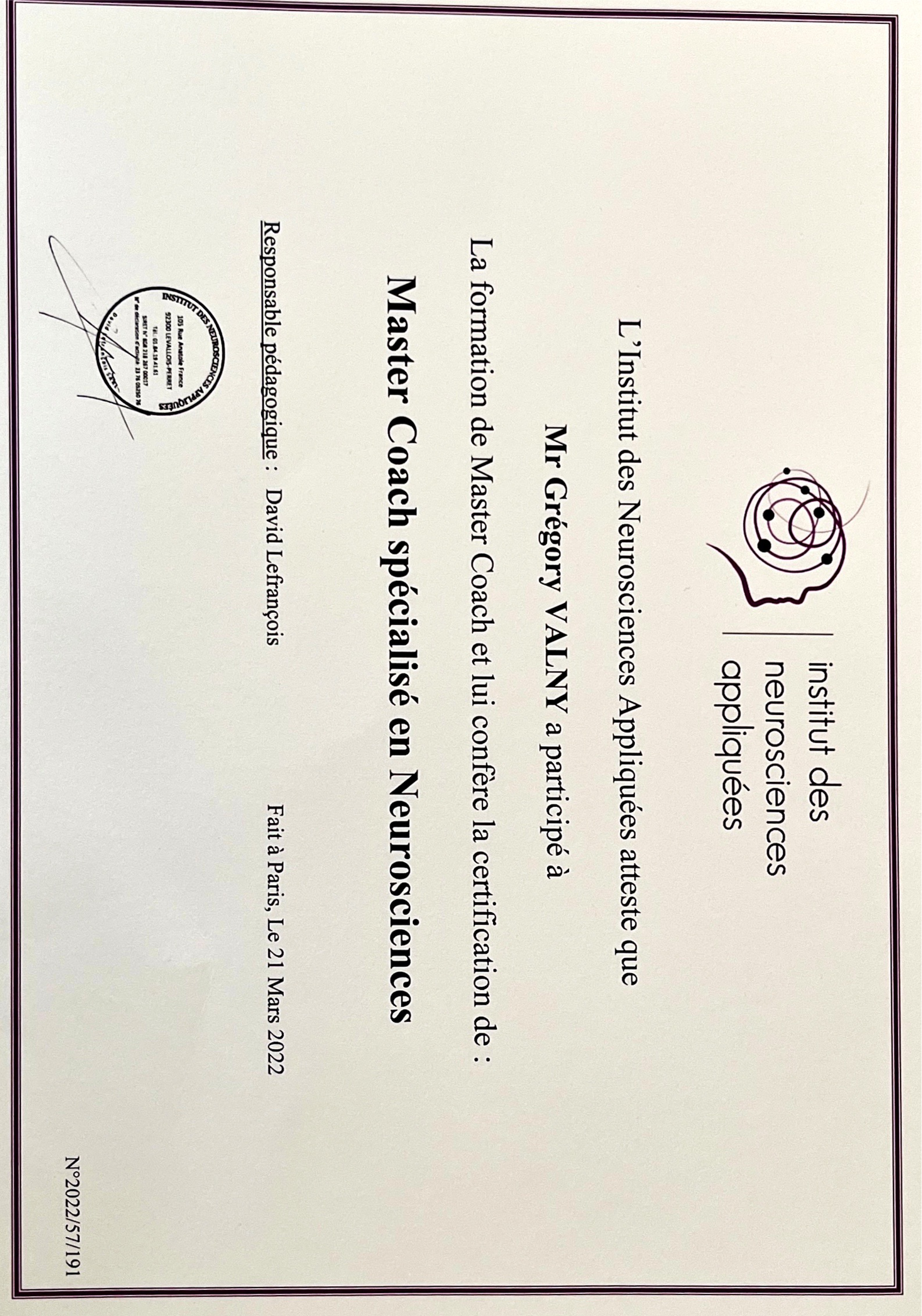 photo diplome Grégory Valny