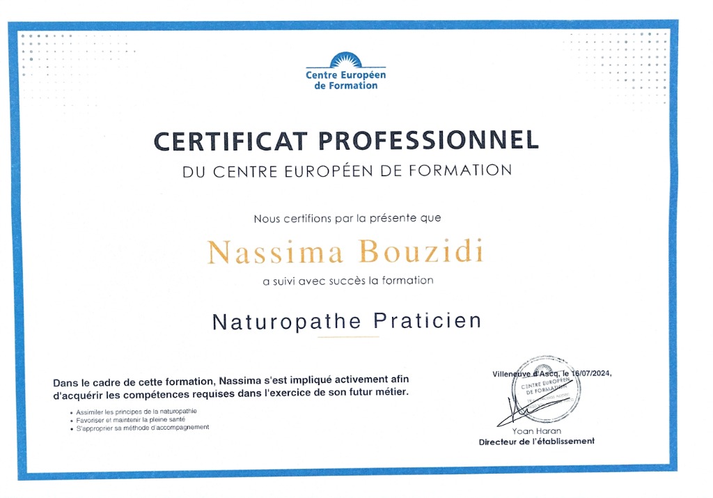 photo diplome Healthy Ô Naturel 