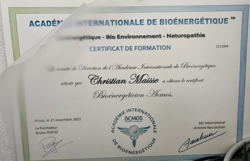 photo diplome Christian MAISSE - Medvie34