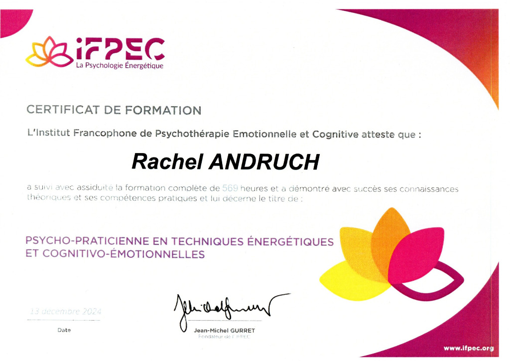 photo diplome R’Accord de Soi par Rachel