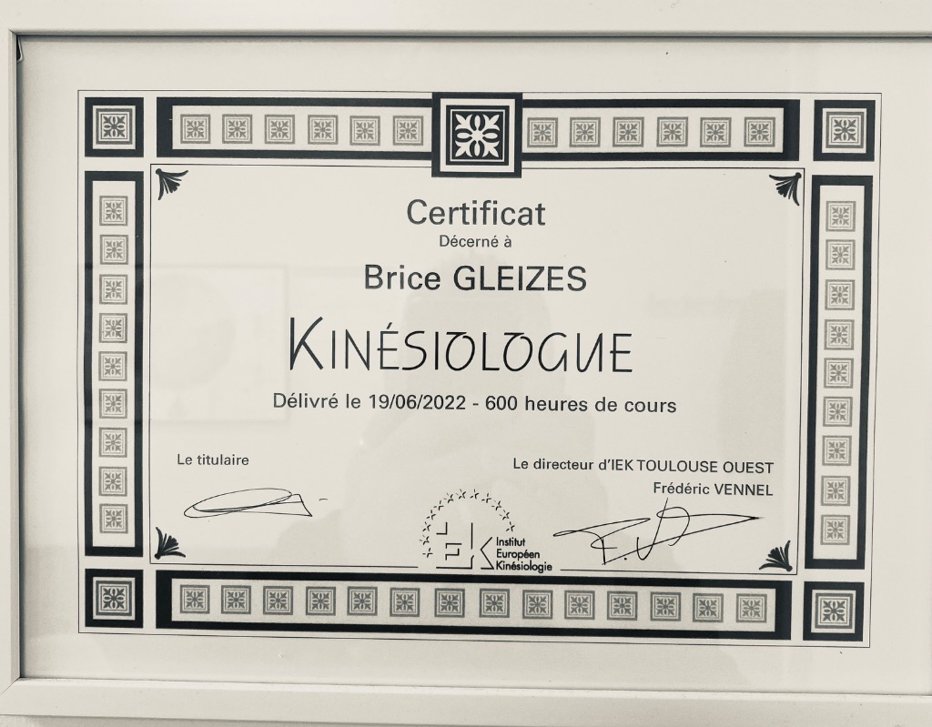 photo diplome Kinésiologue 
