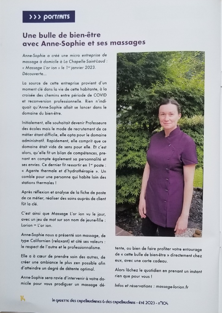 photo portrait Massage L’or ion