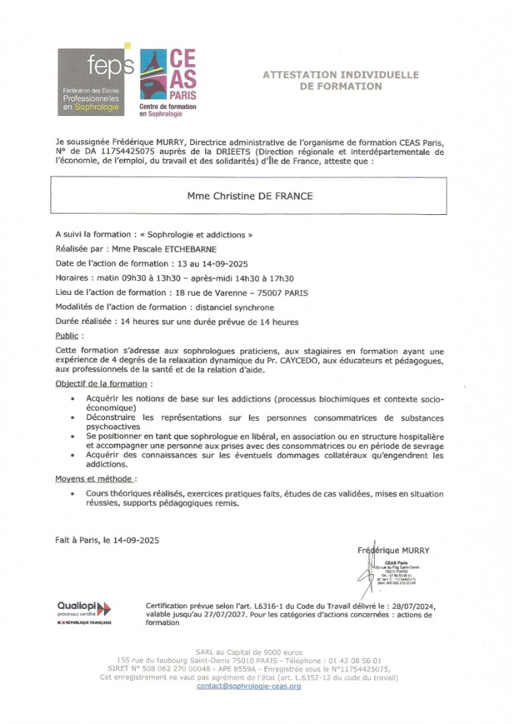 photo activite Christine Defrance Sophrologue