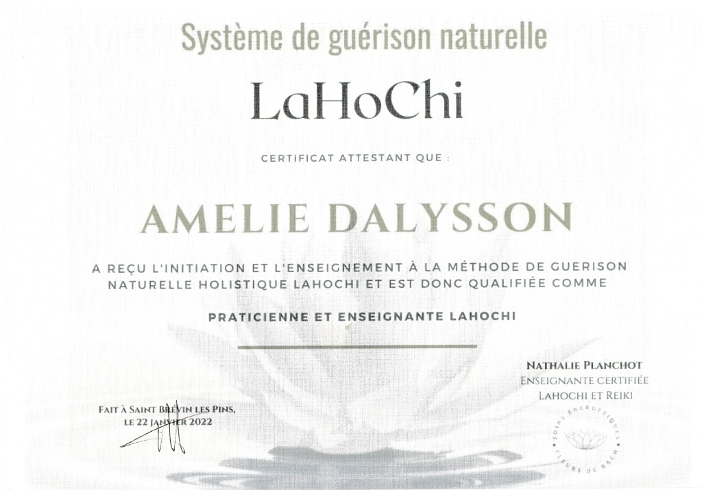 photo diplome Soins d’Âme- Élie