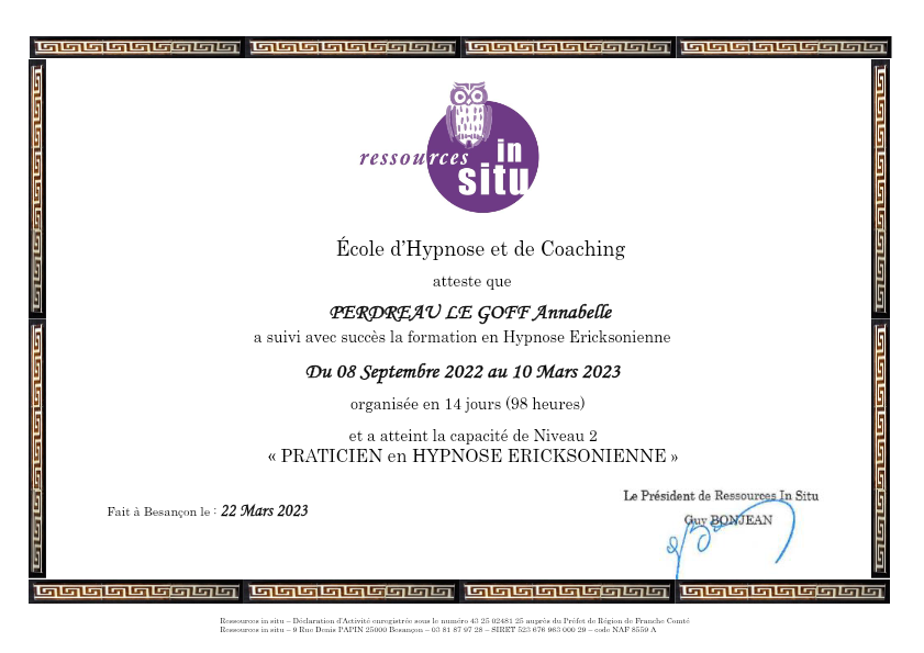 photo diplome Annabelle PERDREAU LE GOFF
