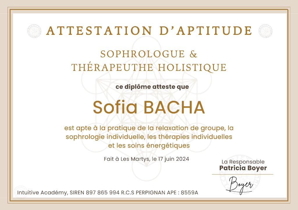 photo diplome Sofia Bacha