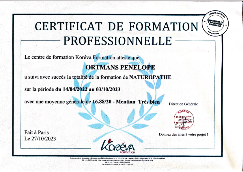 photo diplome Pénélope Ortmans 