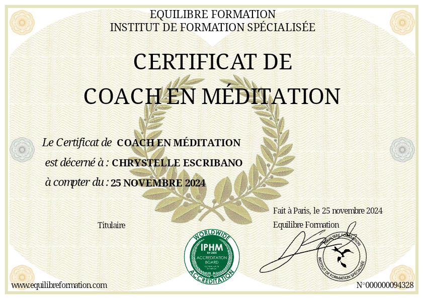 photo diplome Chrys Bulles De Bien-être 