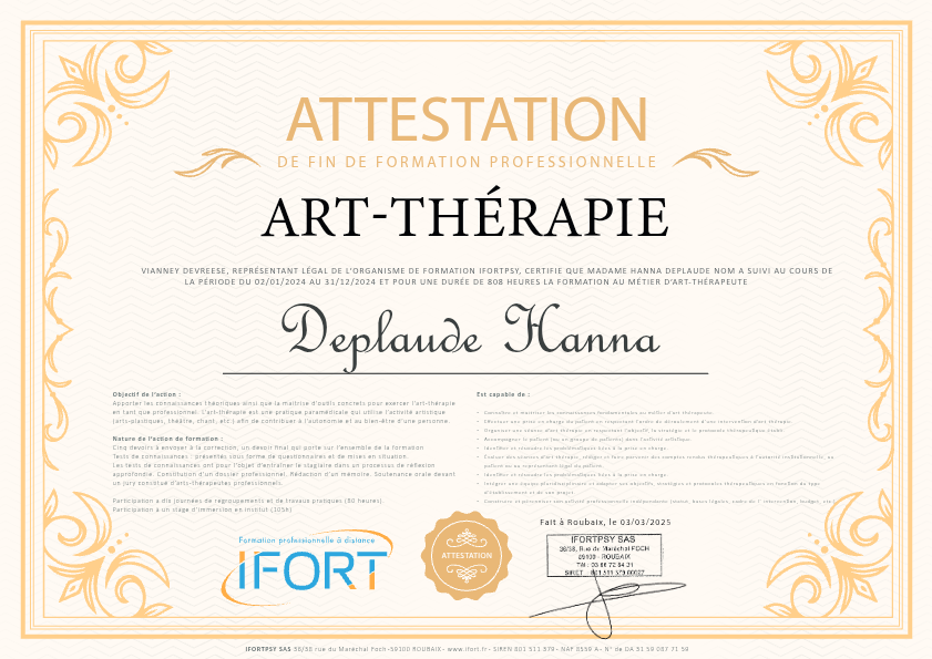 photo diplome Hanna, Atelier des oiseaux