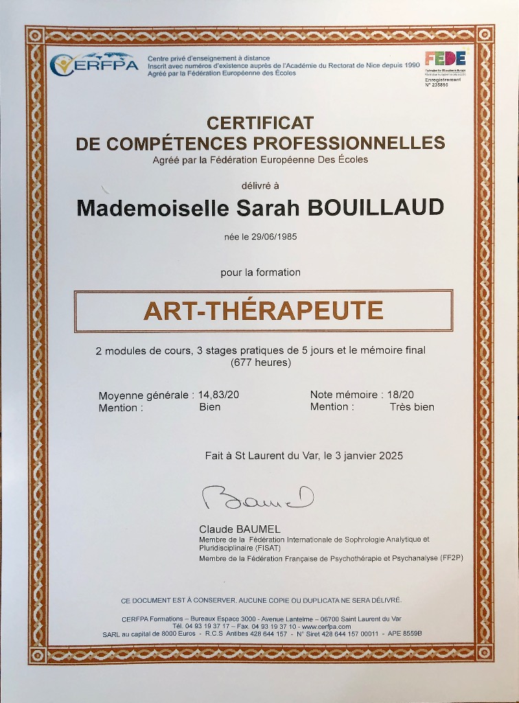 photo diplome Sarah Bouillaud