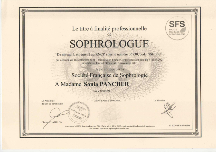 photo diplome Sonia Pancher 