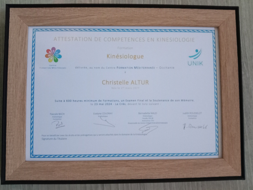photo diplome Christelle ALTUR