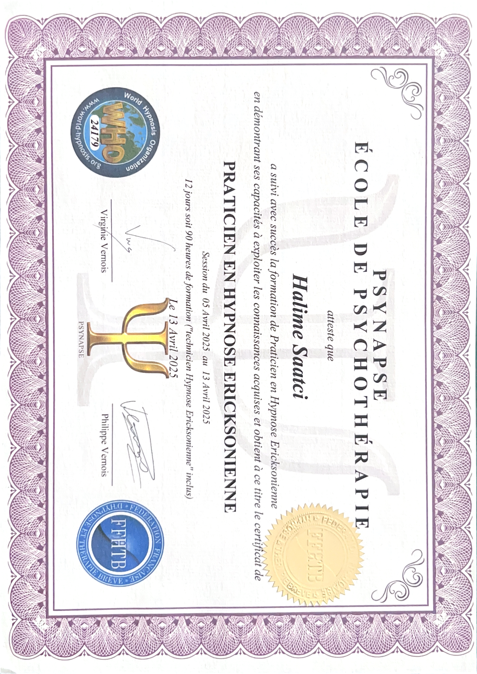 photo diplome Halimé SAATCI