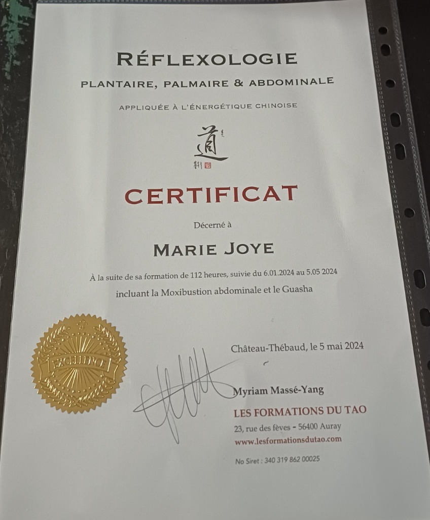 photo diplome NATUR’O MARIE