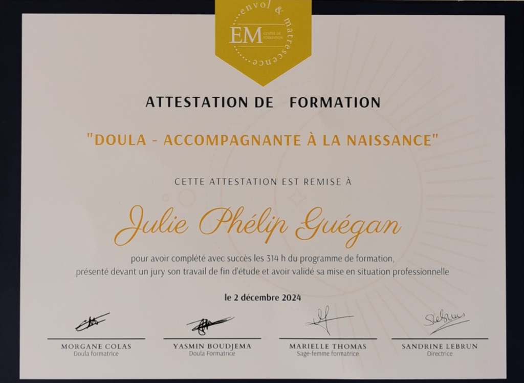 photo diplome Julie Doula 35