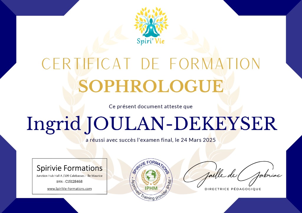 photo diplome Ingrid Joulan-Dekeyser