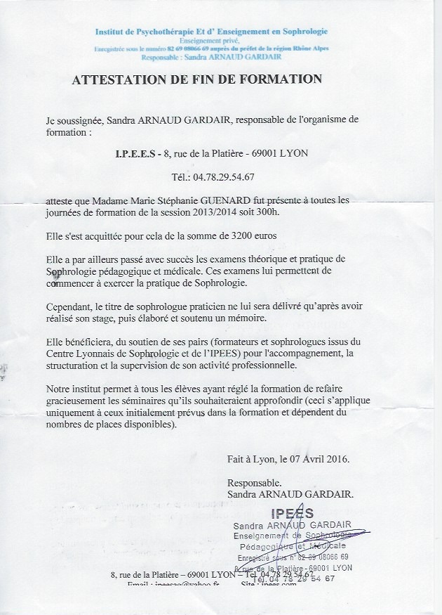 photo diplome Fanny Guénard "Le Corps En Vie"