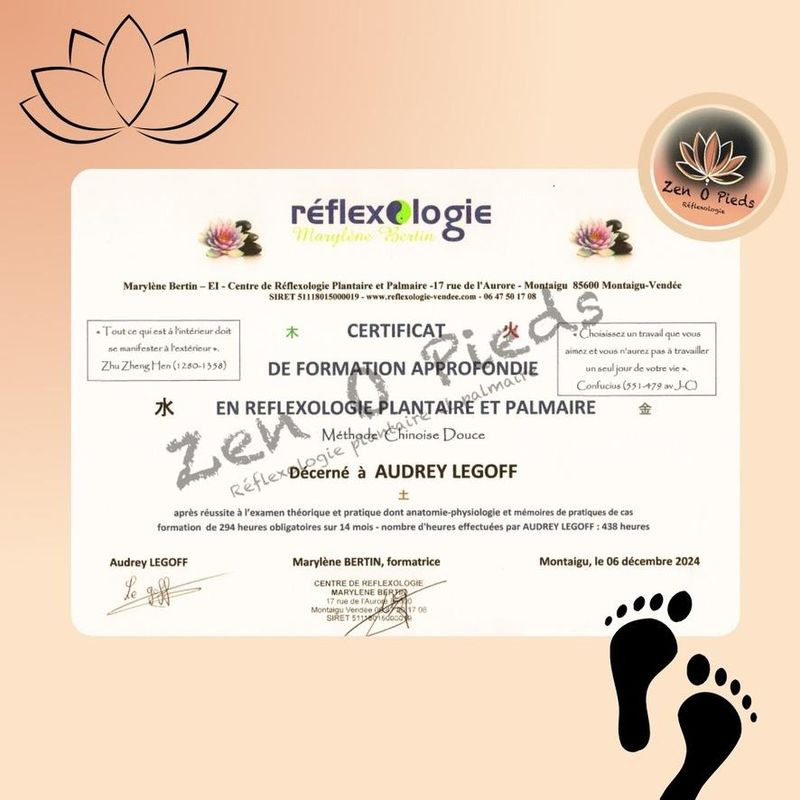 photo diplome Zen O Pieds