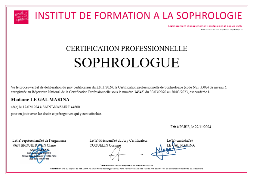 photo diplome Marina Le Gal