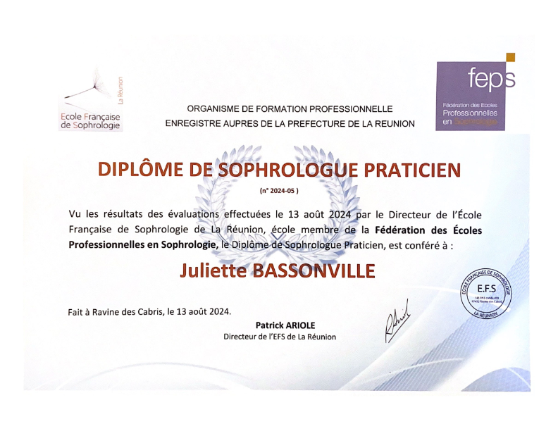 photo diplome Juliette Bassonville