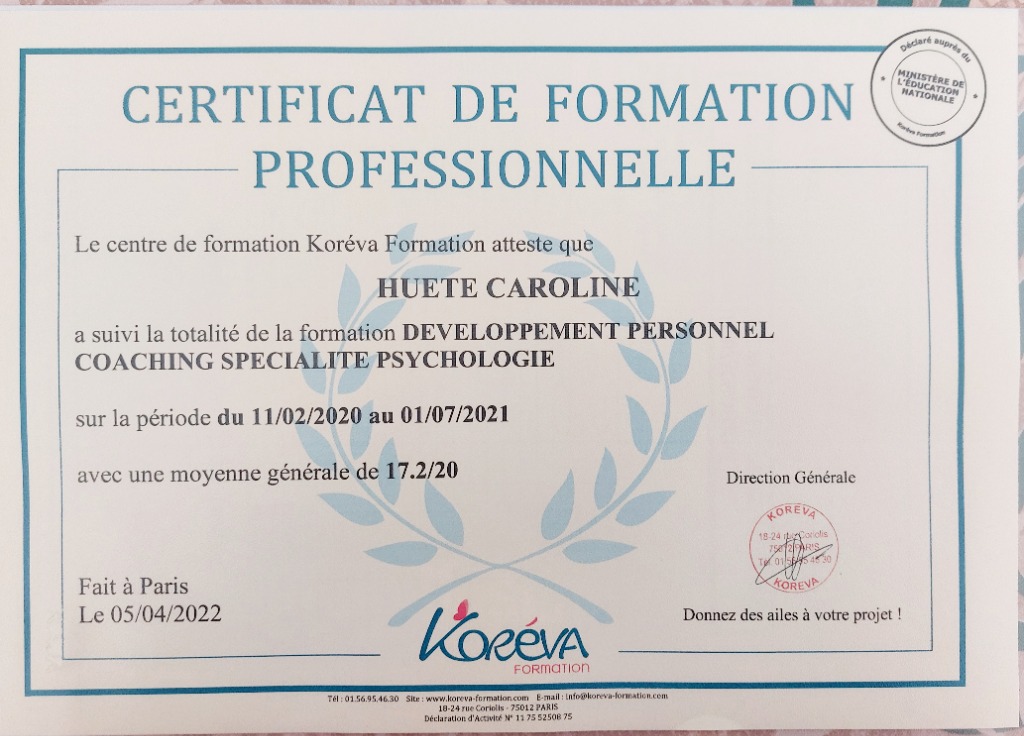 photo diplome CJL Coaching 