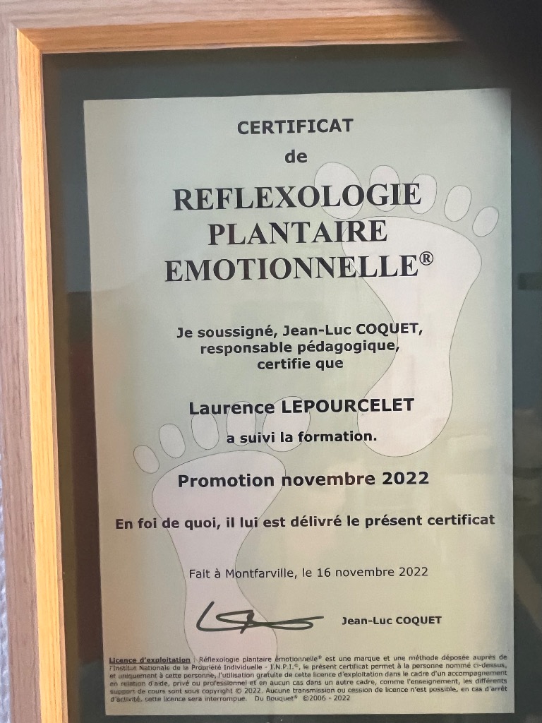 photo diplome Reliance réflexologie