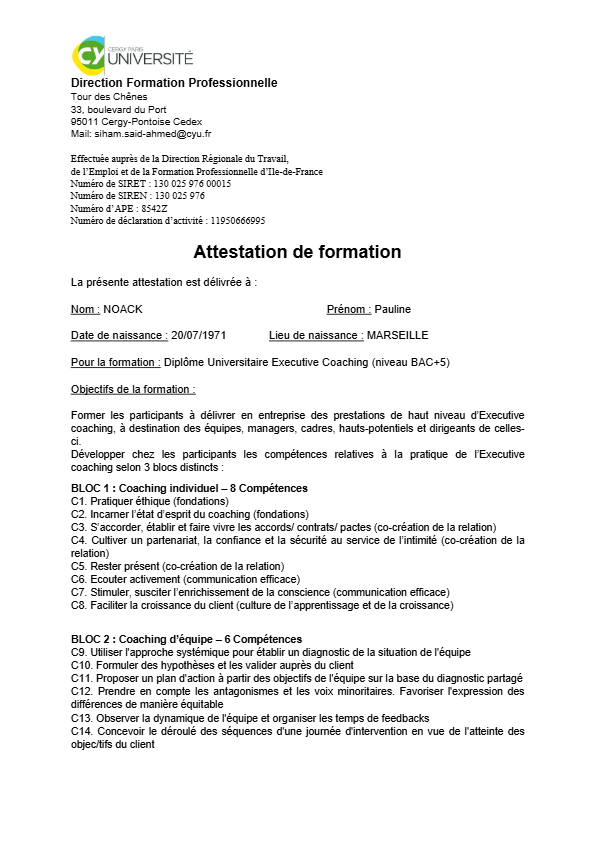 photo diplome Pauline Noack Fraissignes 