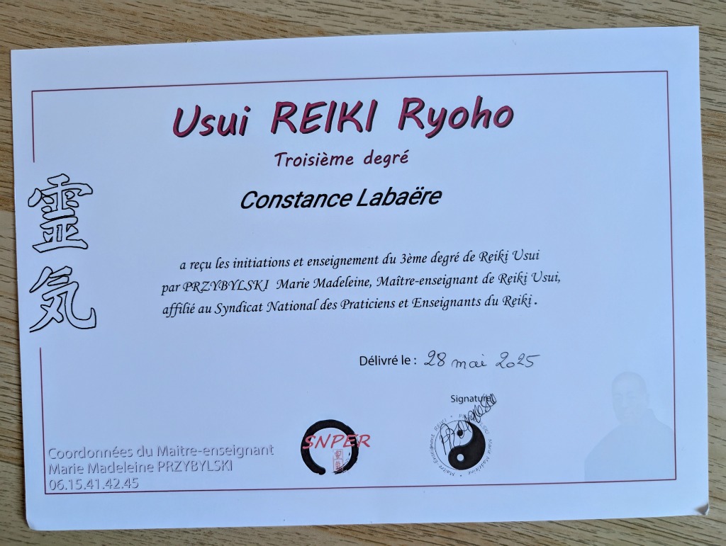 photo diplome IRAD, l’Art du Bien-être 