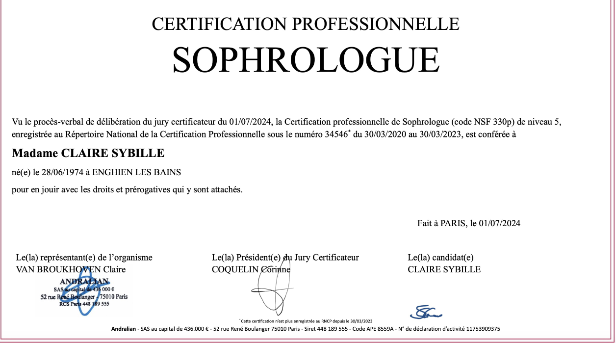 photo diplome Sybil CLAIRE 