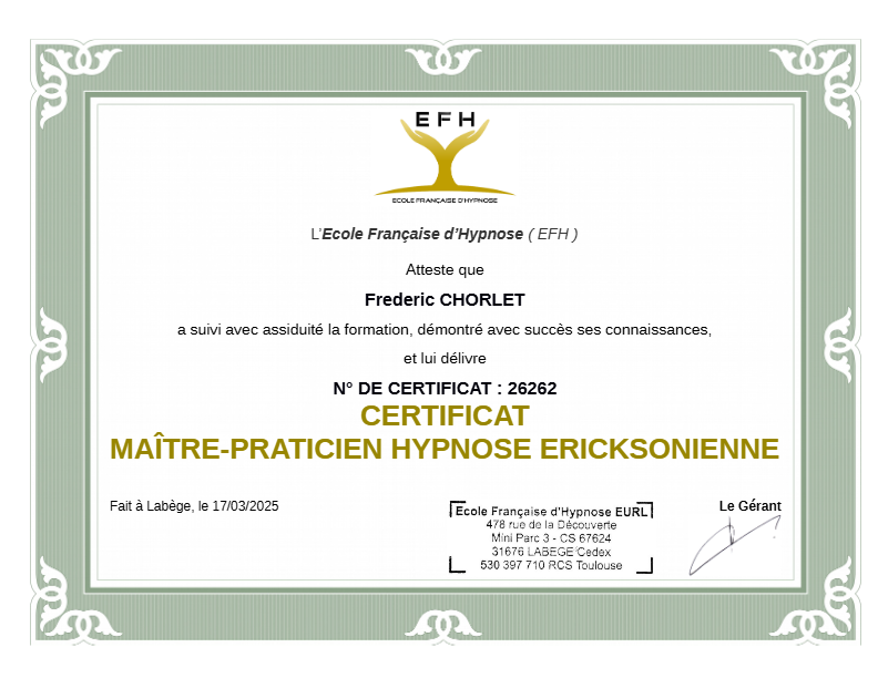 photo diplome Frédéric CHORLET