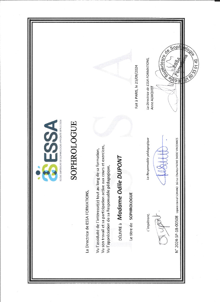 photo diplome Odile Dupont 