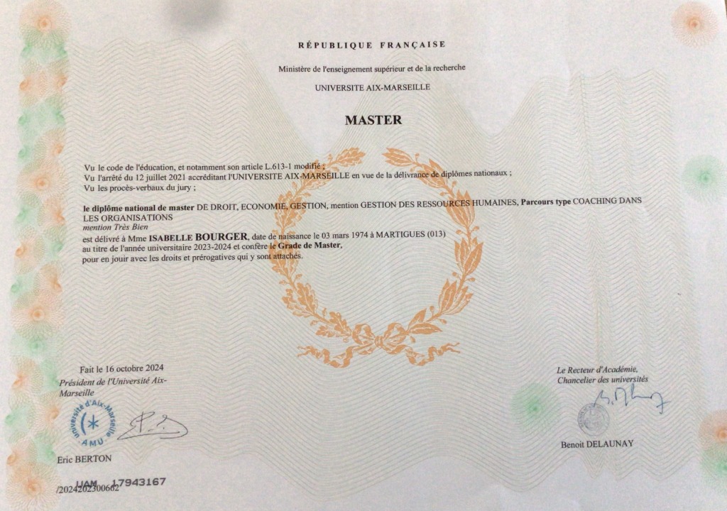 photo diplome Isabelle bourger