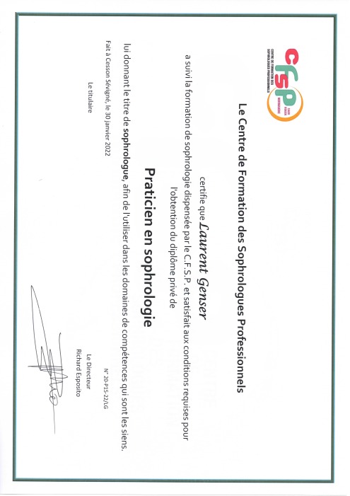 photo diplome GENSER Laurent