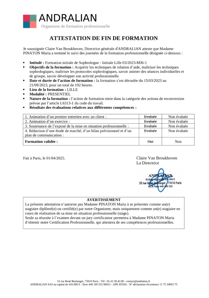 photo diplome Maria Pinaton