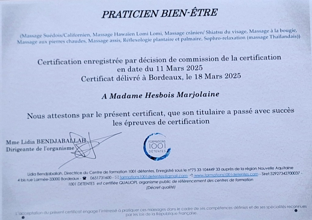 photo diplome Marjolaine HESBOIS