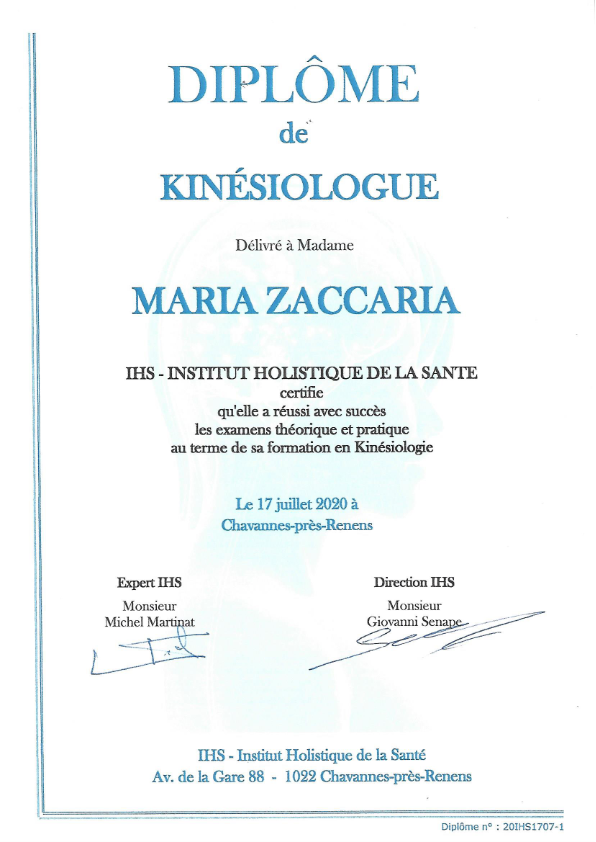 photo diplome Kiné-Positive - Maria Zaccaria