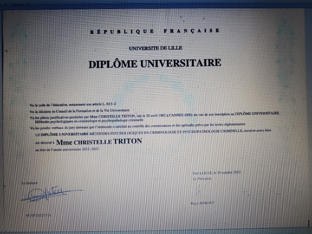 photo diplome Christelle TRITON