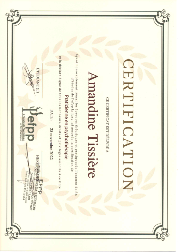 photo diplome Amandine TISSIERE