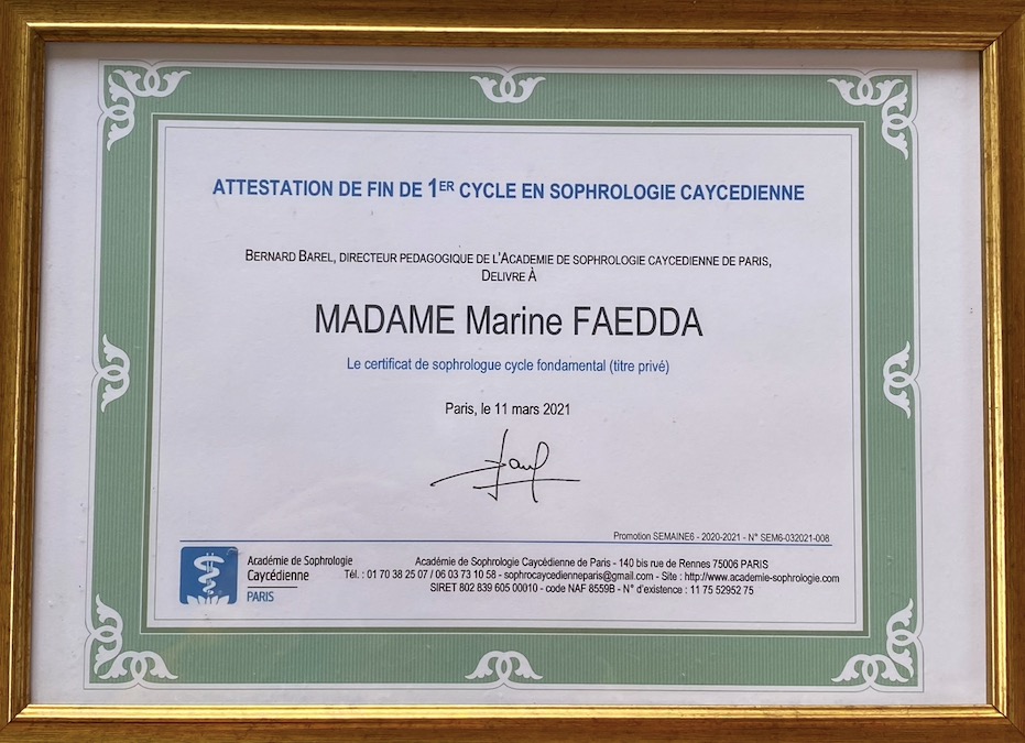 photo diplome Marine Faedda