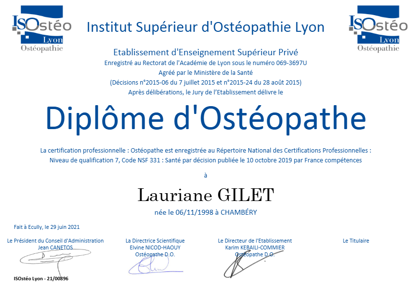 photo diplome Lauriane GILET