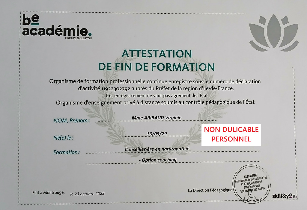 photo diplome Virginie ARIBAUD 