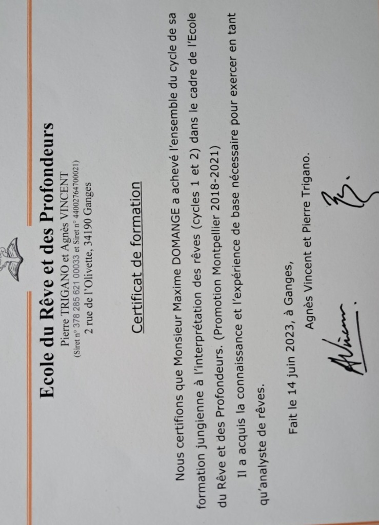 photo diplome Le Chemin des rêves