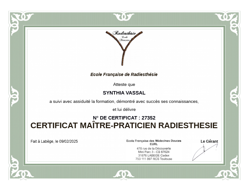 photo diplome Syn Scintillement Vôtre