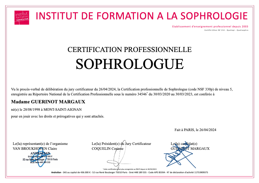 photo diplome Margaux Guérinot