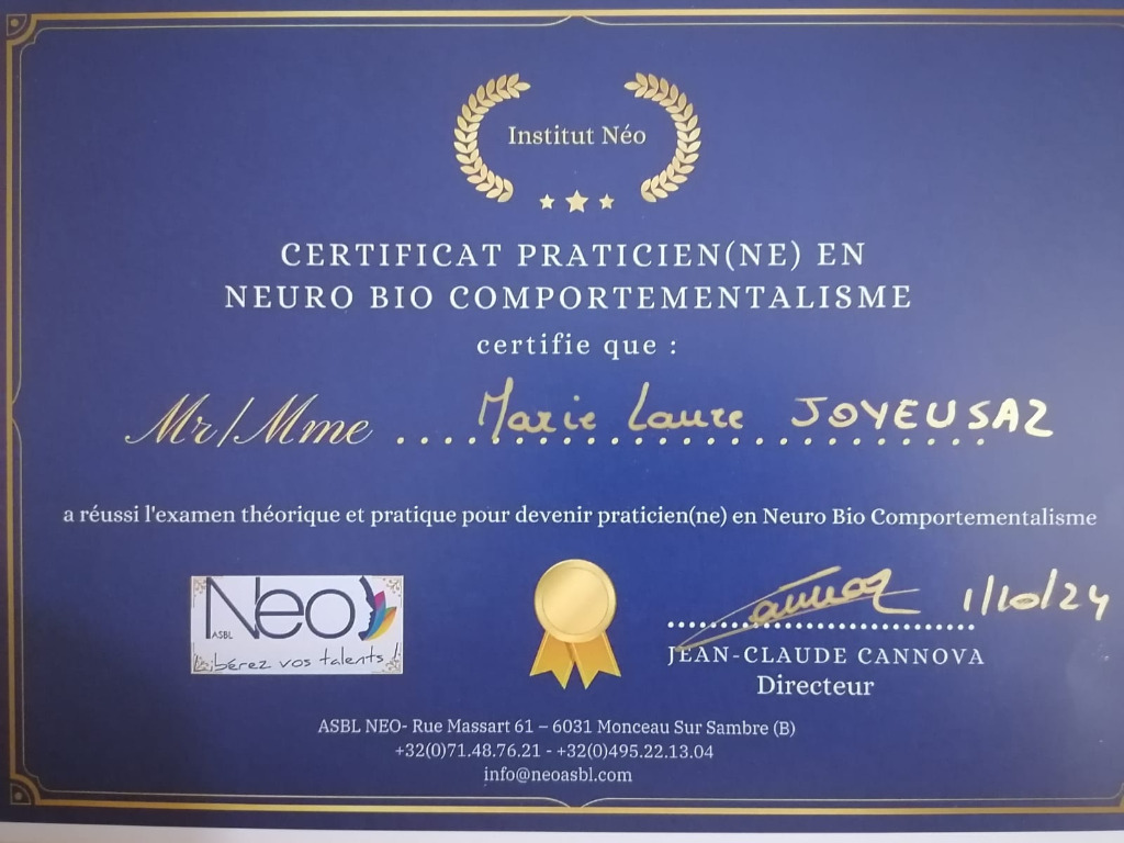 photo diplome  "Biolisphère Activate" Marie-Laure Joyeusaz 