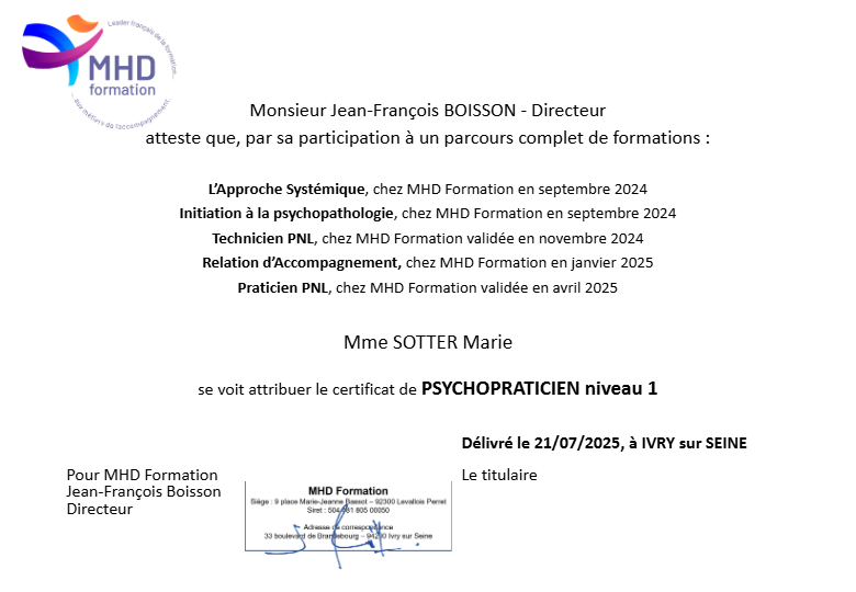 photo diplome Marie SOTTER - Terso’Happy